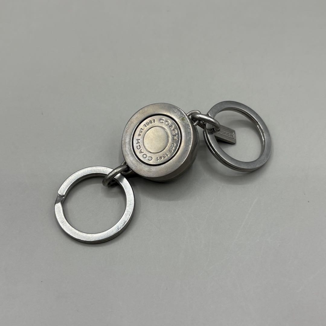 COACH Turnlock Keychain Rhinestone Silver Used