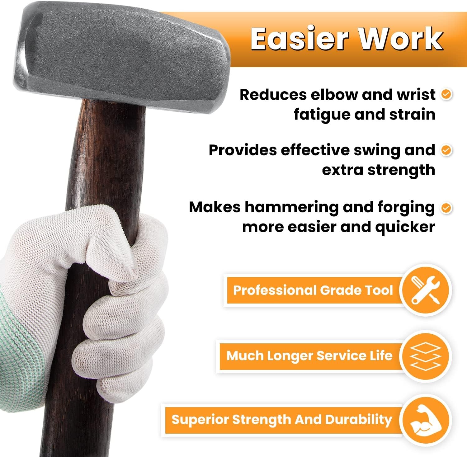 Blacksmith 3LB Handmade Forge Hammer for Knife Maker, Blacksmith Forging Tool