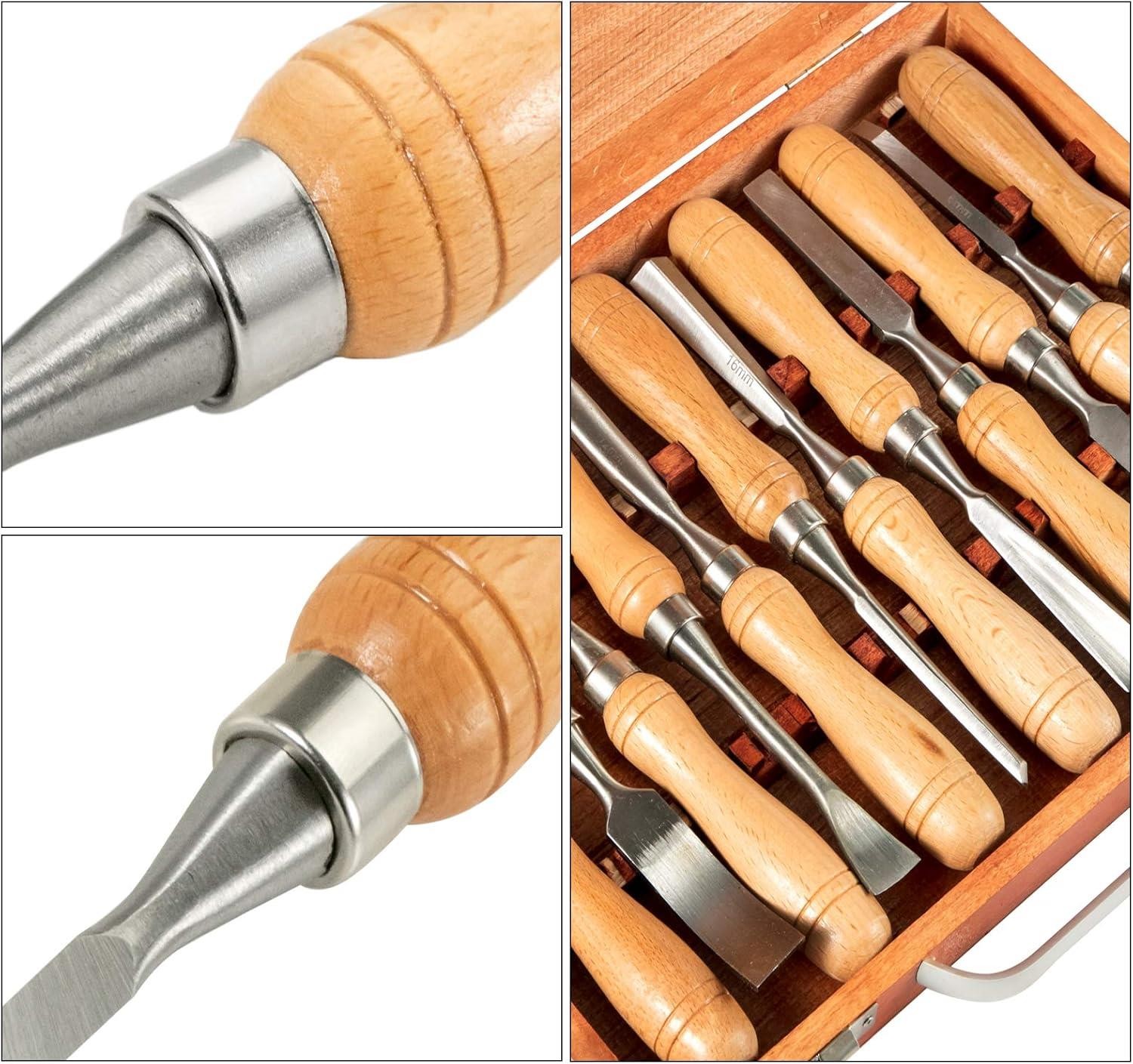 Wood Chisel Sets 12Pcs，Carving Hand Chisel 3-3/4Inch Blade Length with Red…