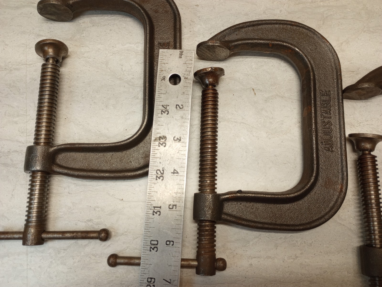 Vintage Lot of (3) Adjustable 1440 4″inch Standard C-Clamp C Clamps Set