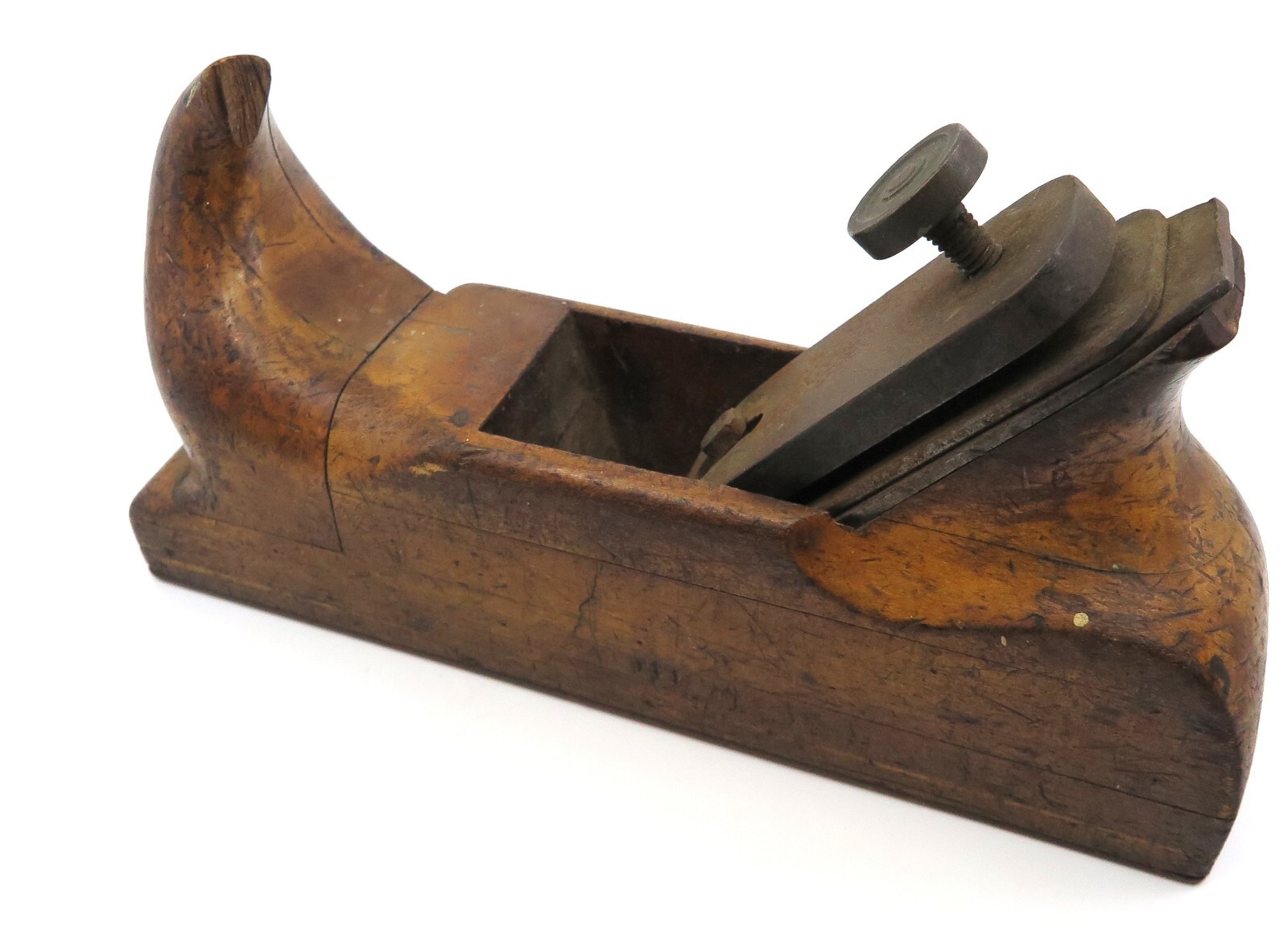 Antique Wooden Horn Hand Plane, contoured curved twisted horn.