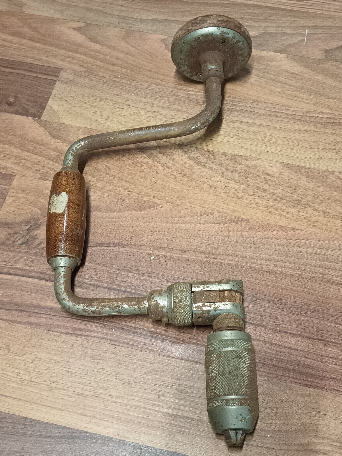 Stanley No. 965B & No. 945A 10 Inch Ratcheting Auger Bit Brace Hand Drill + Bits