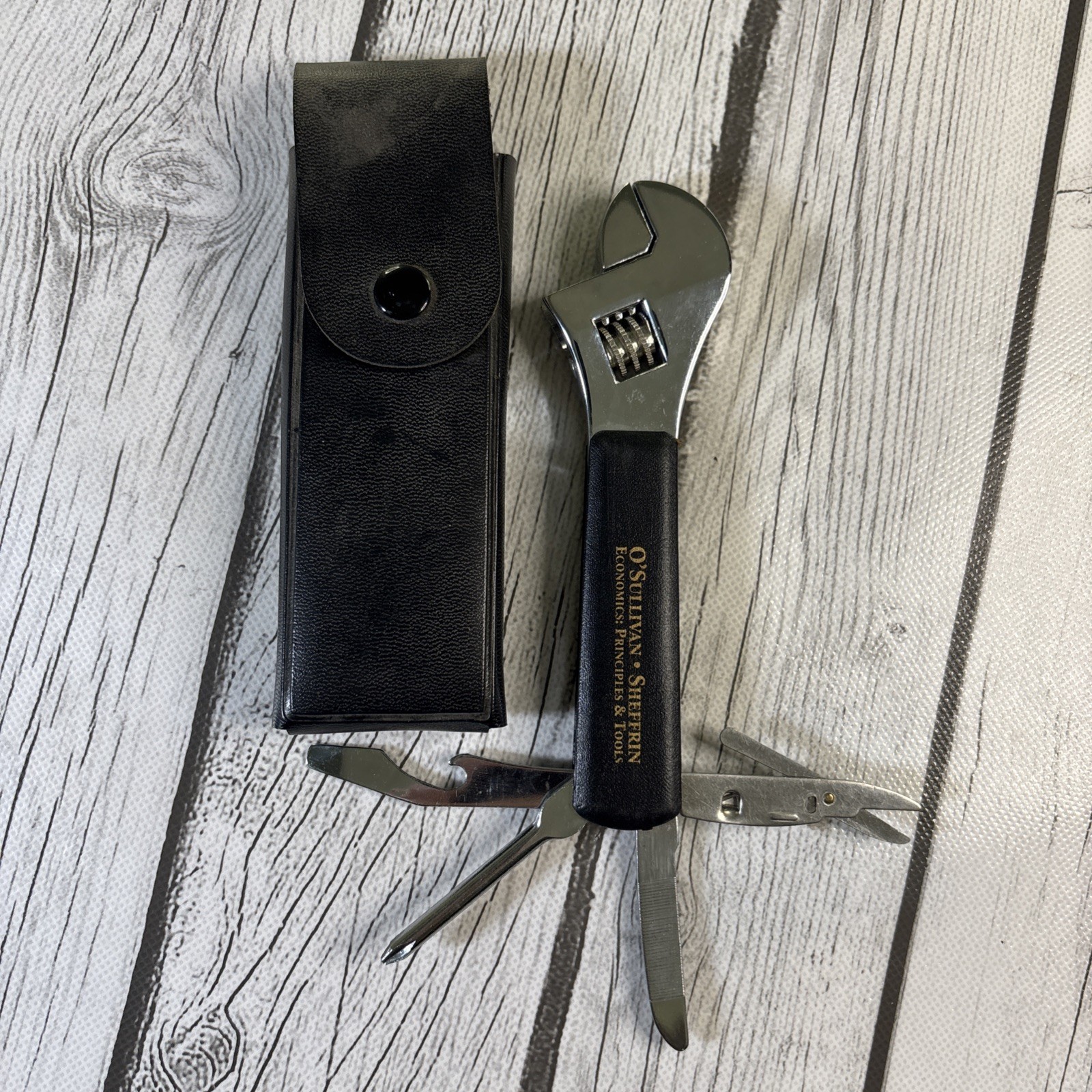 Vintage 7-Tool Adjustable Crescent Wrench and Multi-Tool and Vinyl Sheath.