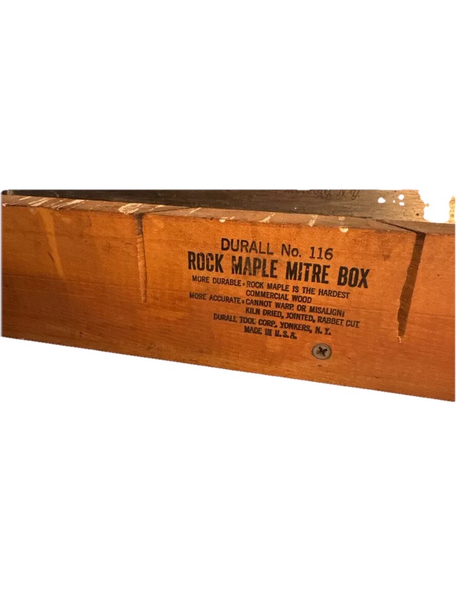 Vintage Durall No. 116 Rock Maple Mitre Box Yonkers NY Mustang 14” Saw Woodwork