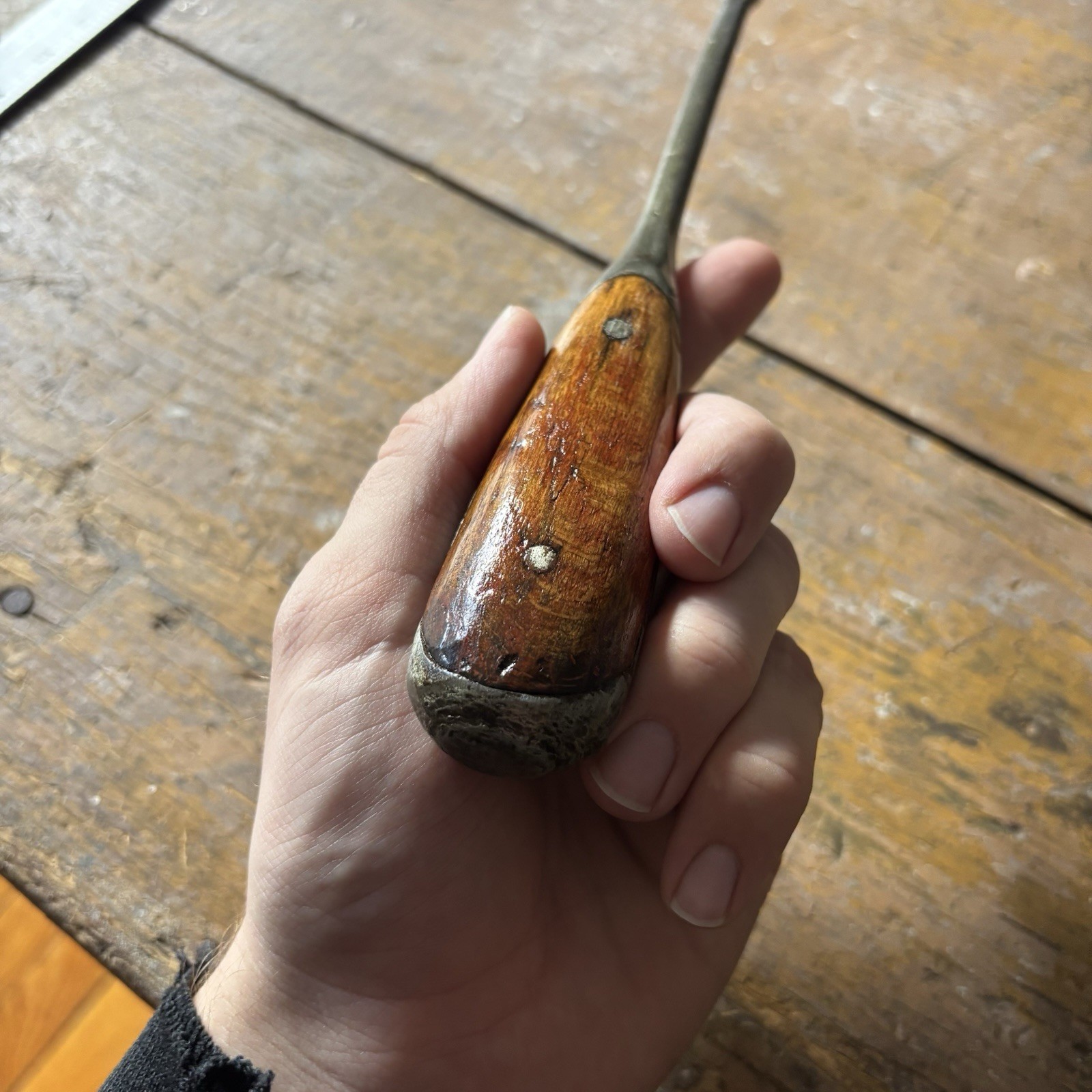 Vintage Lenox Number 6 Flat Head Screw Driver Two Piece Wood Handle As Is BENT