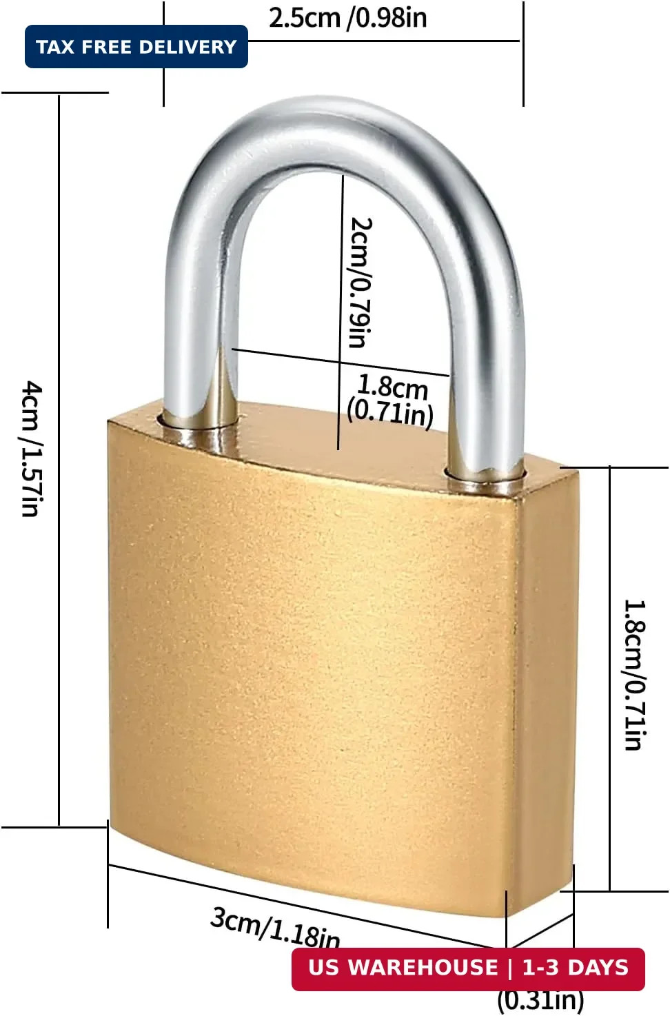 4 Pcs Small Keyed Padlocks with Keys, Pad Locks,Solid Brass Padlock with Key, Lo