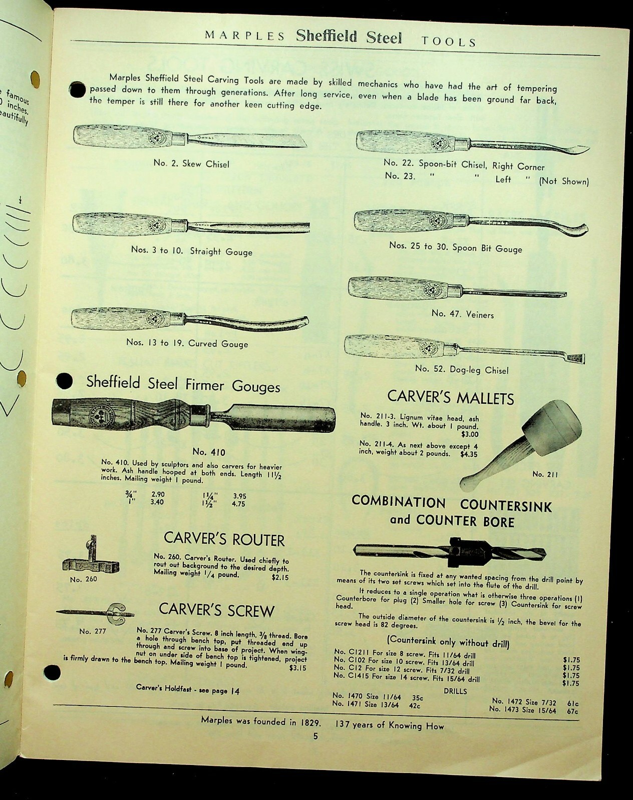 Vintage 1966 Sheffield Steel Tools Woodcraft Supply Corp Boston, Mass Catalog