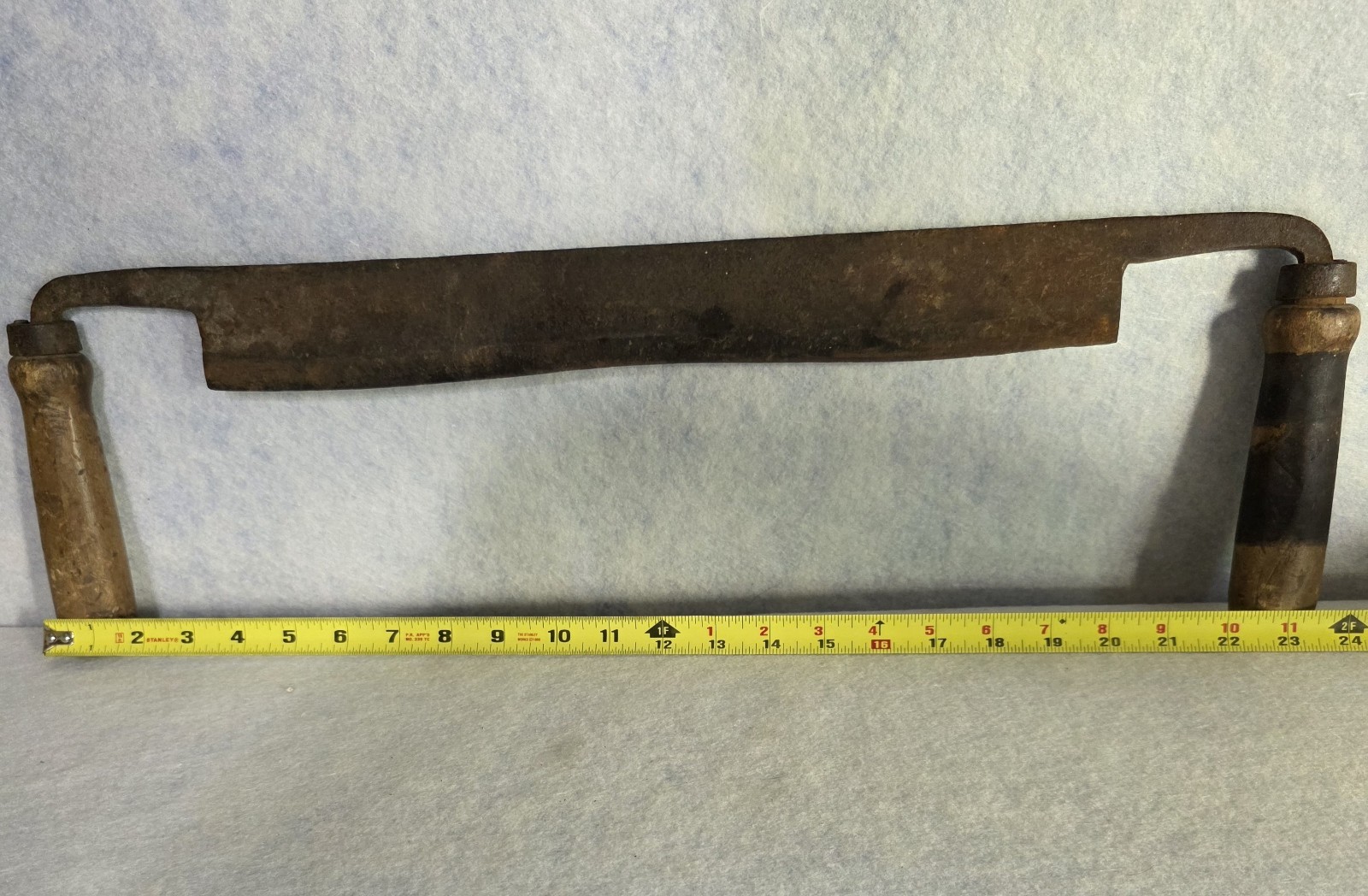 Rare Large Draw Knife – Unmarked – Antique – 16″ Blade, 23-1/2″ Total Length