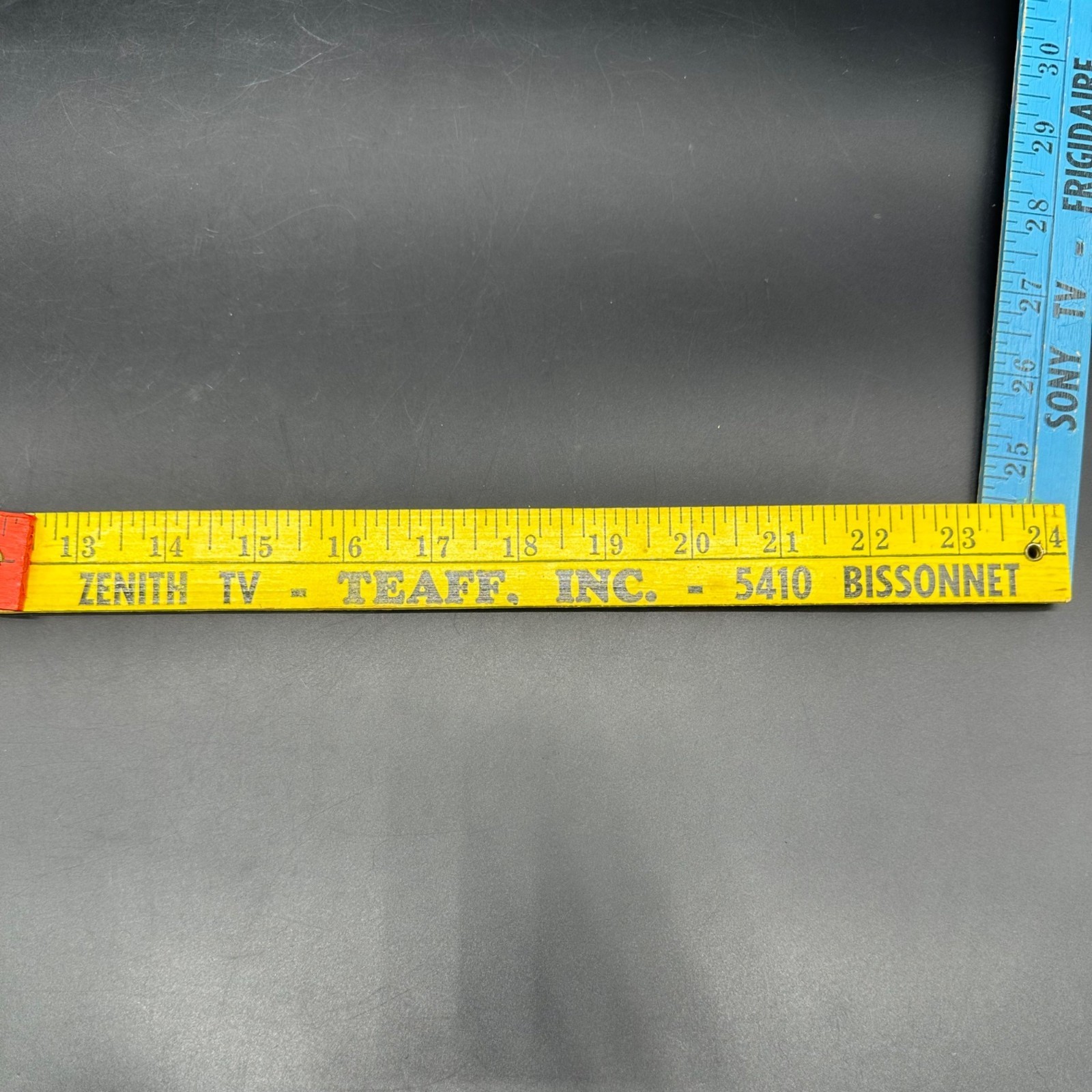 Vintage Folding Yardsticks Ruler TV Appliance Advertising Texas Red Yellow Blue