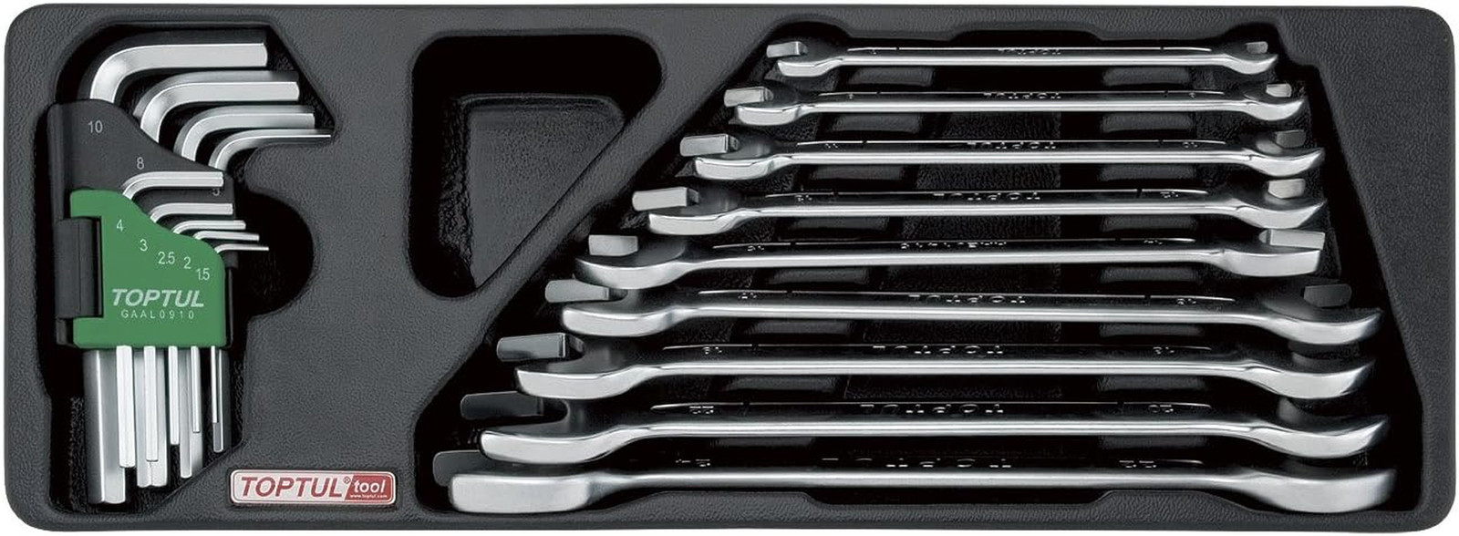 Double Open End Wrench & Hex Key 18Pcs Wrench Set (Mirror Finish) Metric