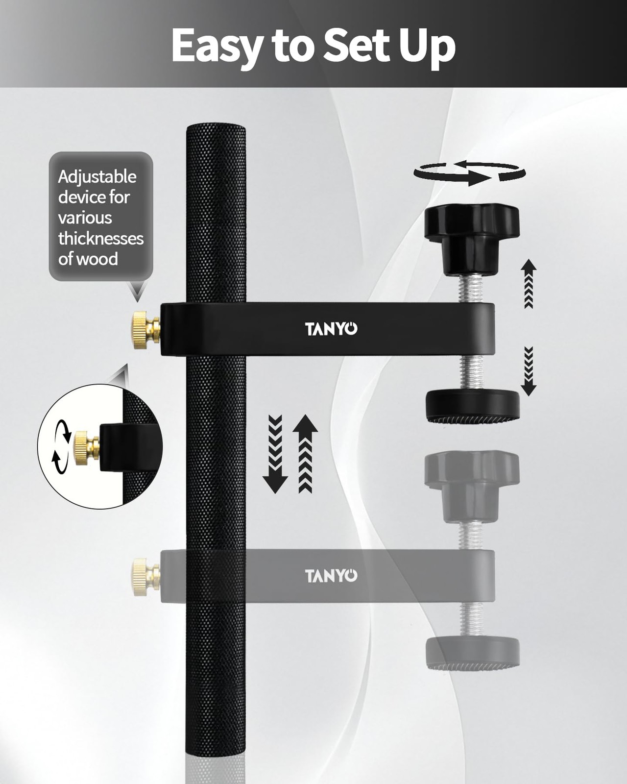 TANYO Bench Dog Clamp, 3/4″ Hole Clamps for Woodworking, 19mm 19mm, Black