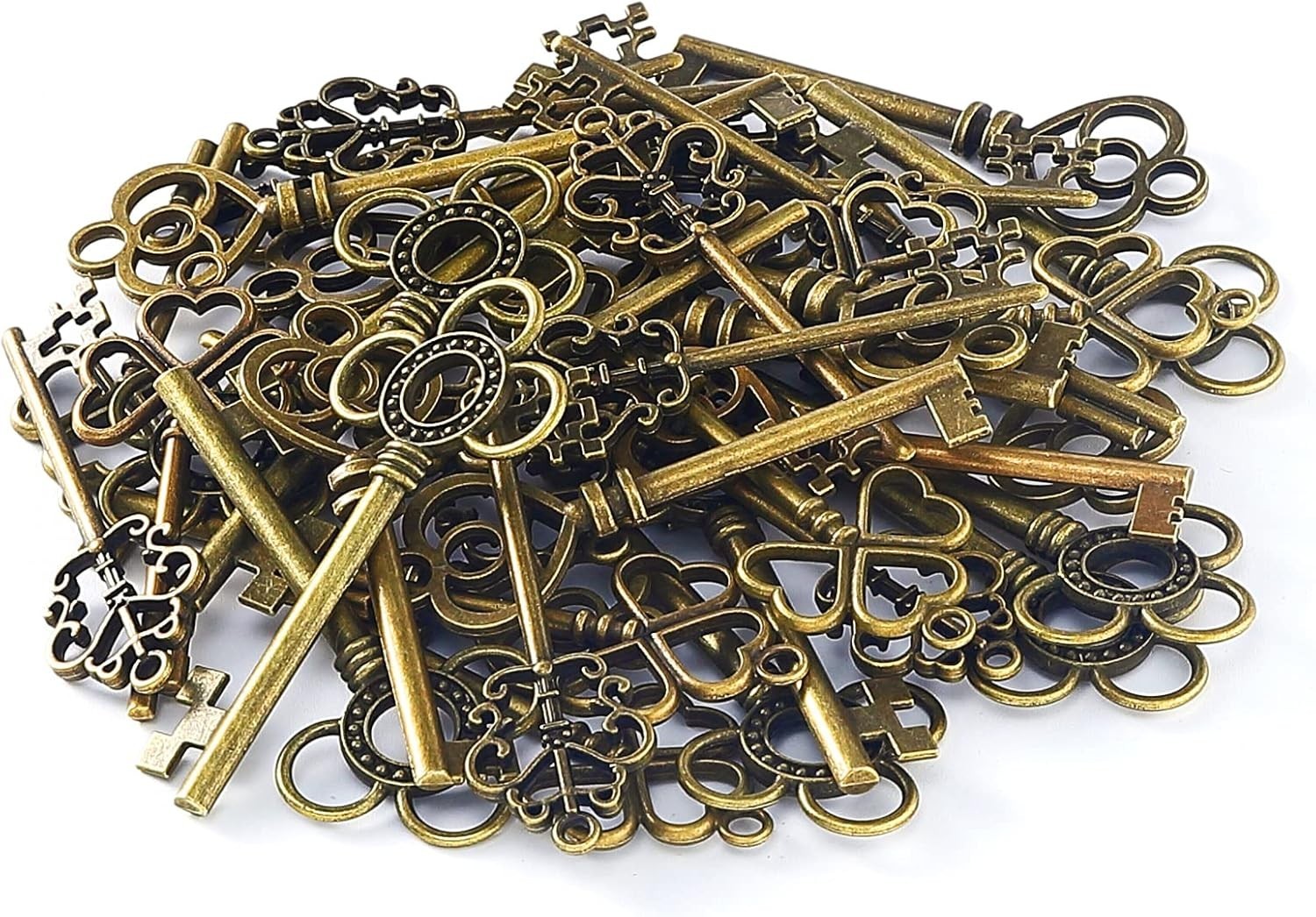 40-Piece Vintage Skeleton Key Charm Set – Ideal for Jewelry & Decor Projects