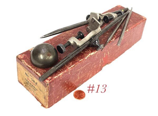 machinist tool STARRETT 59 TRAMMEL POINTS w extra arm sections
