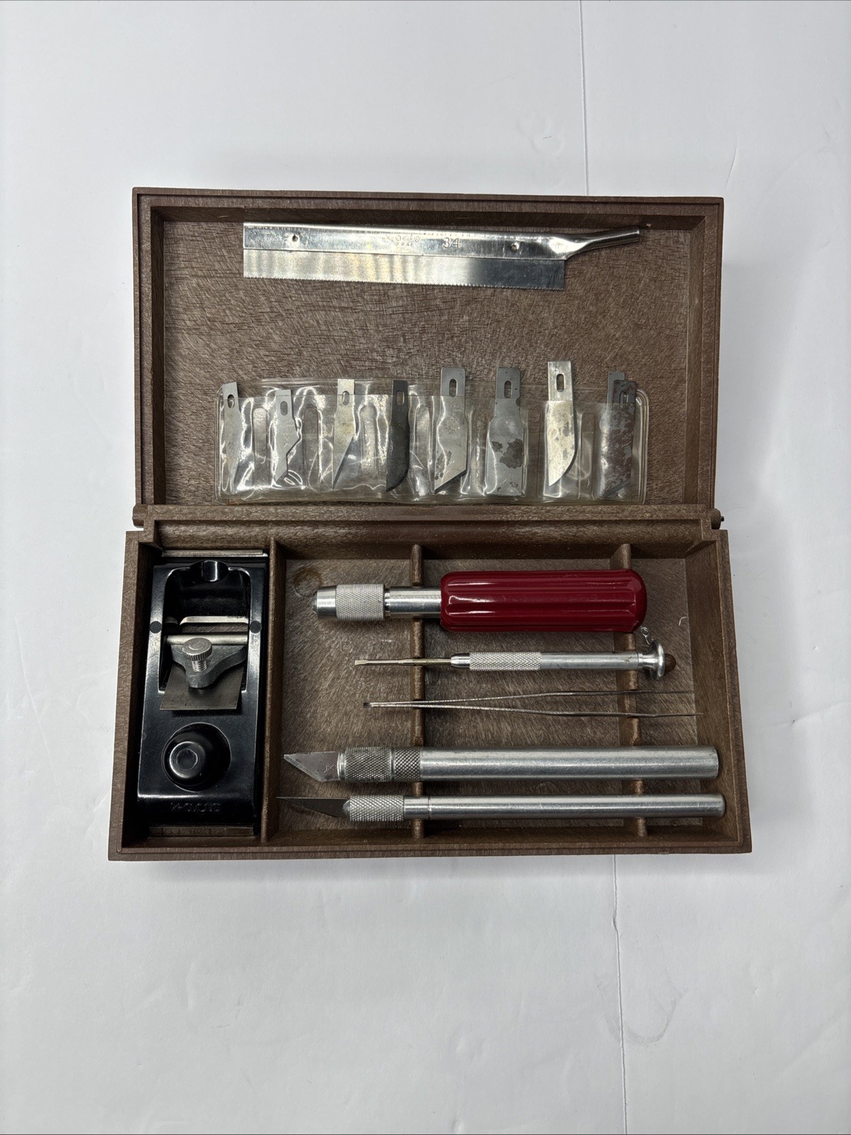 X-ACTO Vintage Basic Deluxe Craft Tool Set Kit Plastic Case Block Planer Blades