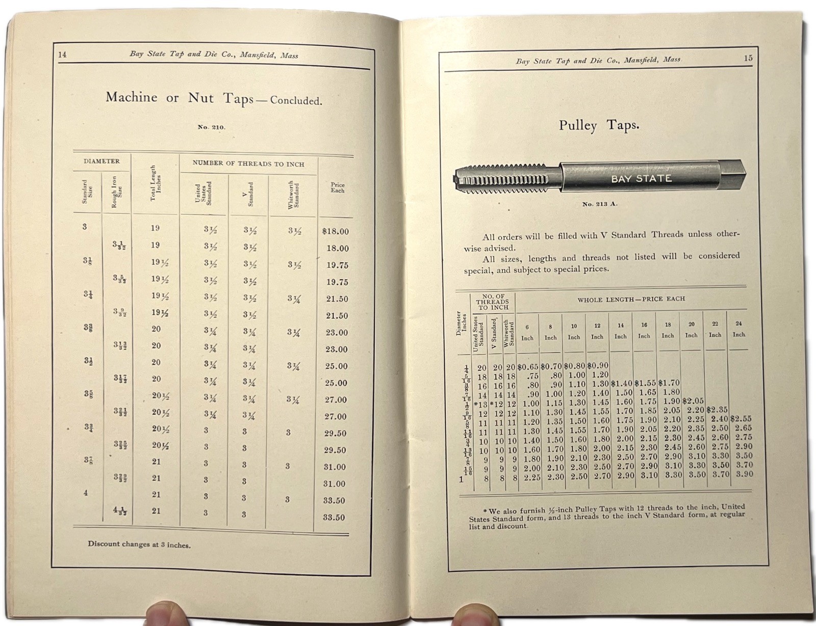 1910 BAY STATE TAP DIE CO. CATALOG TAPS DIES SCREW PLATES MANSFIELD MA USA RARE
