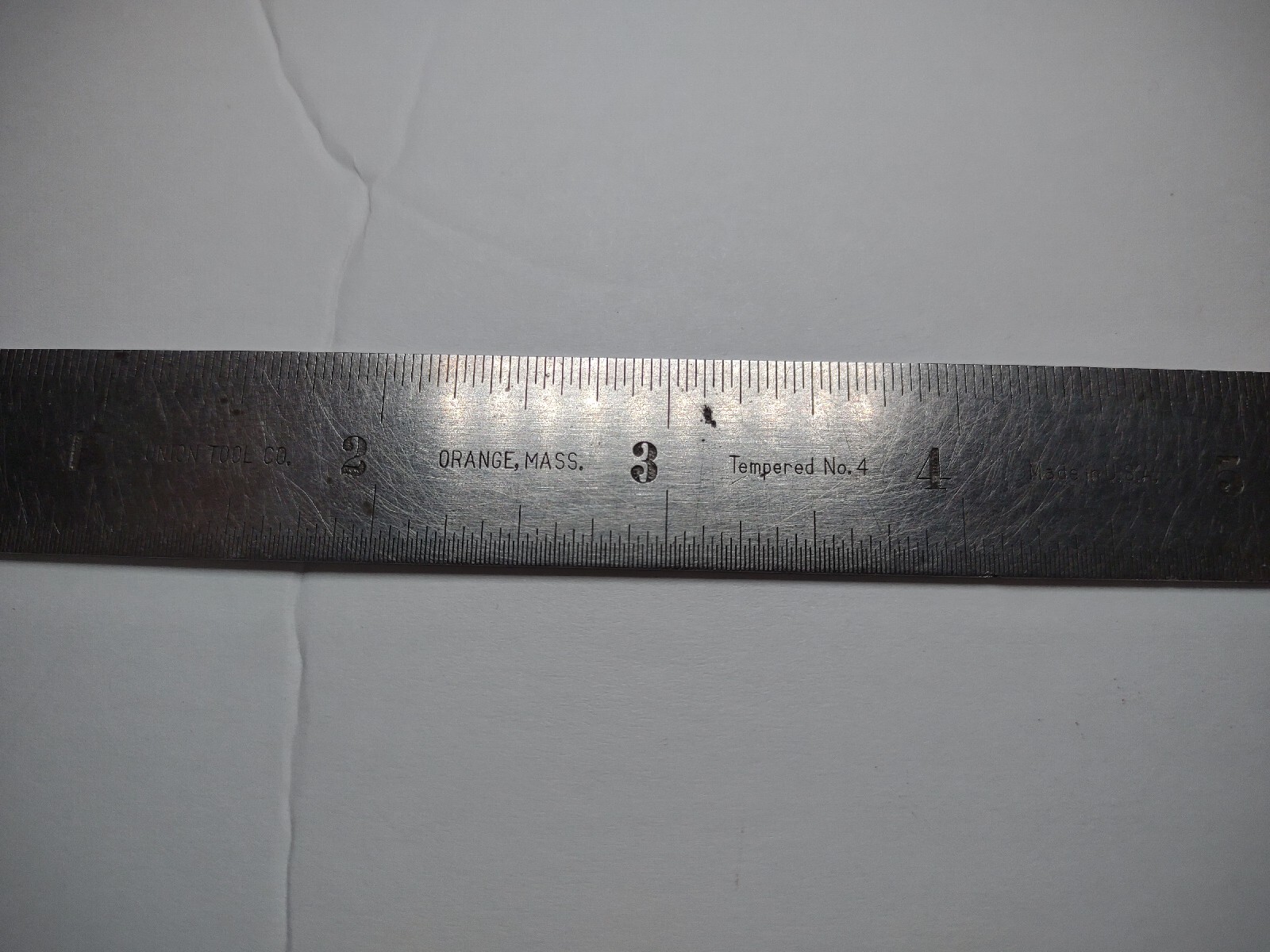 2 Vtg Union Tool Company 6″ Tempered Steel Ruler Square Orange, Mass USA A8A