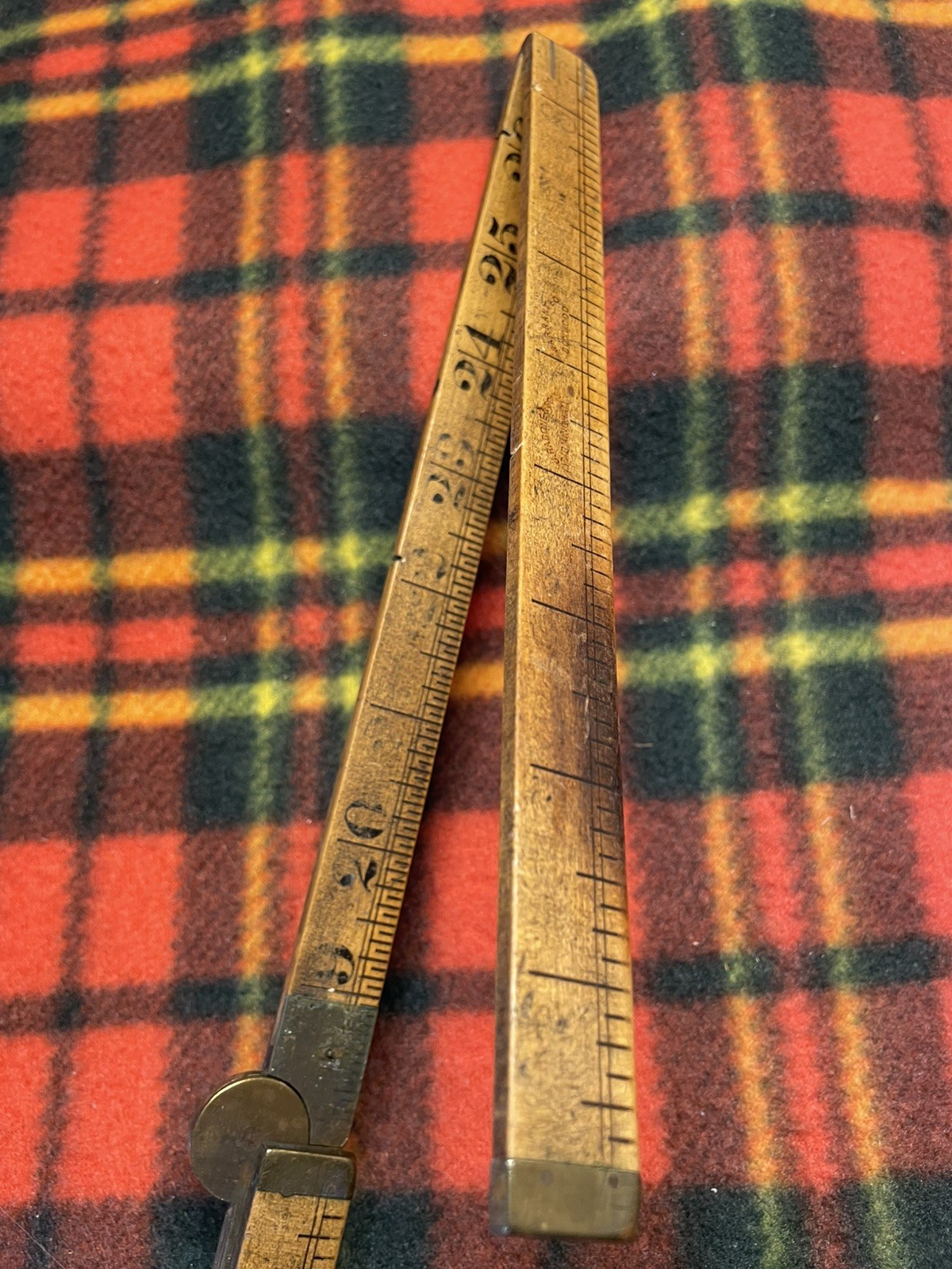 J Rabone And Sons- Birmingham – Vintage Boxwood Foldable Wood Brass Ruler Set
