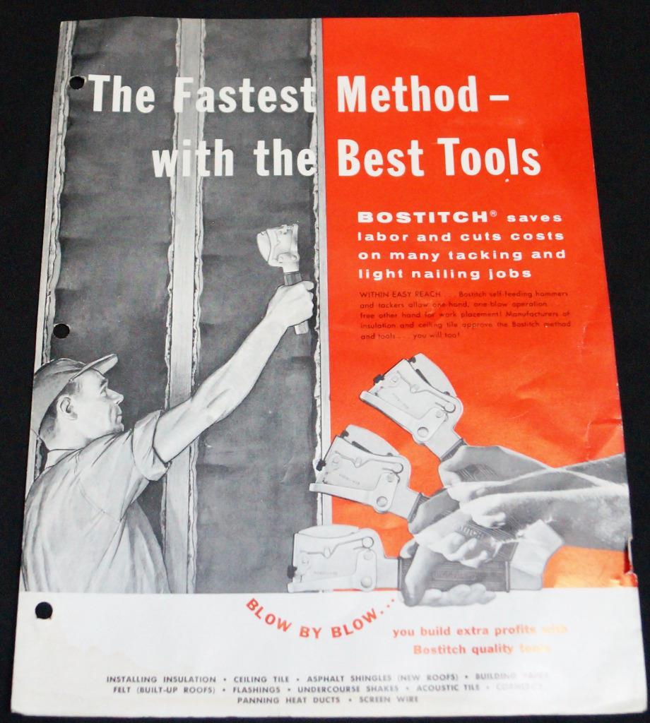 BOSTITCH STAPLERS & STAPLES ADVERTISING SALES BROCHURE 1960 VINTAGE TOOLS