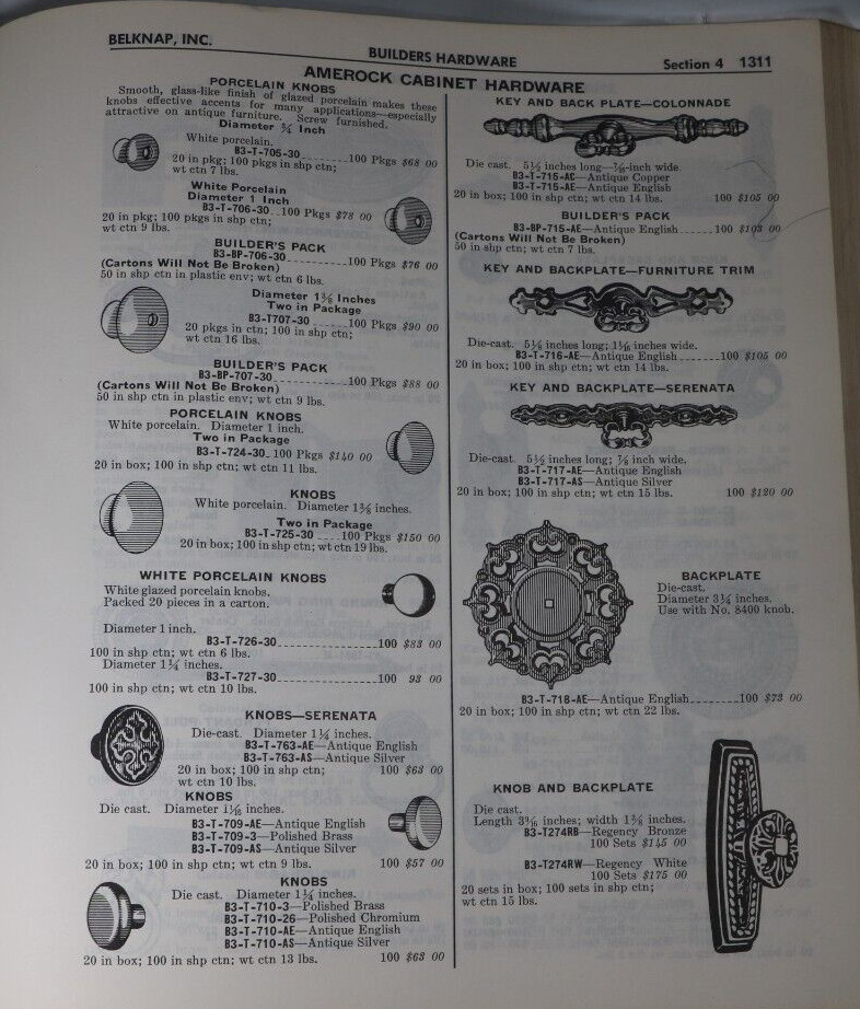 Belknap Hardware Blue Grass Catalog Dept 4 Builders Hardware No. 374, 1974