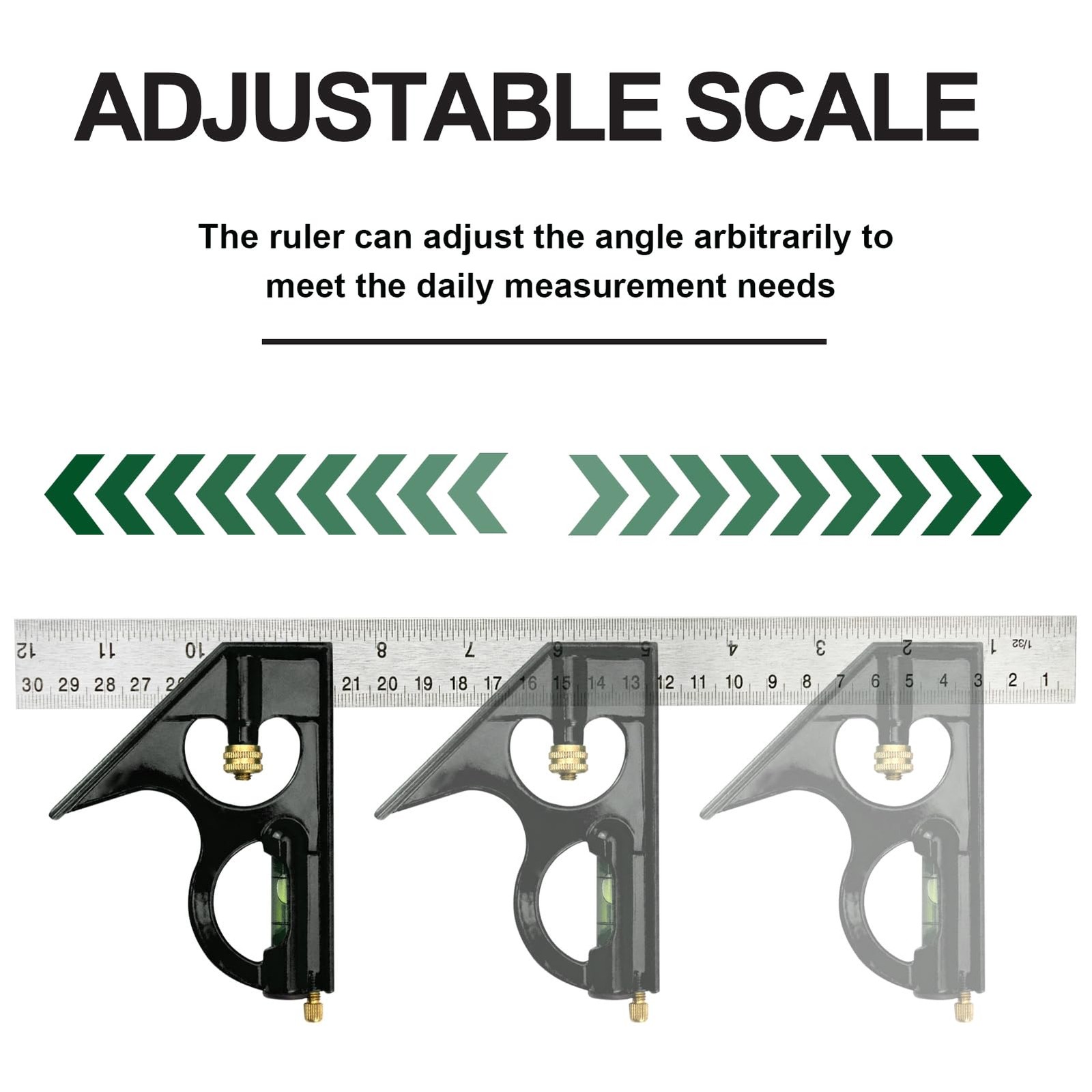 Nortools Combination Square Carpentry Tools with Metal-Body, set 1, Green