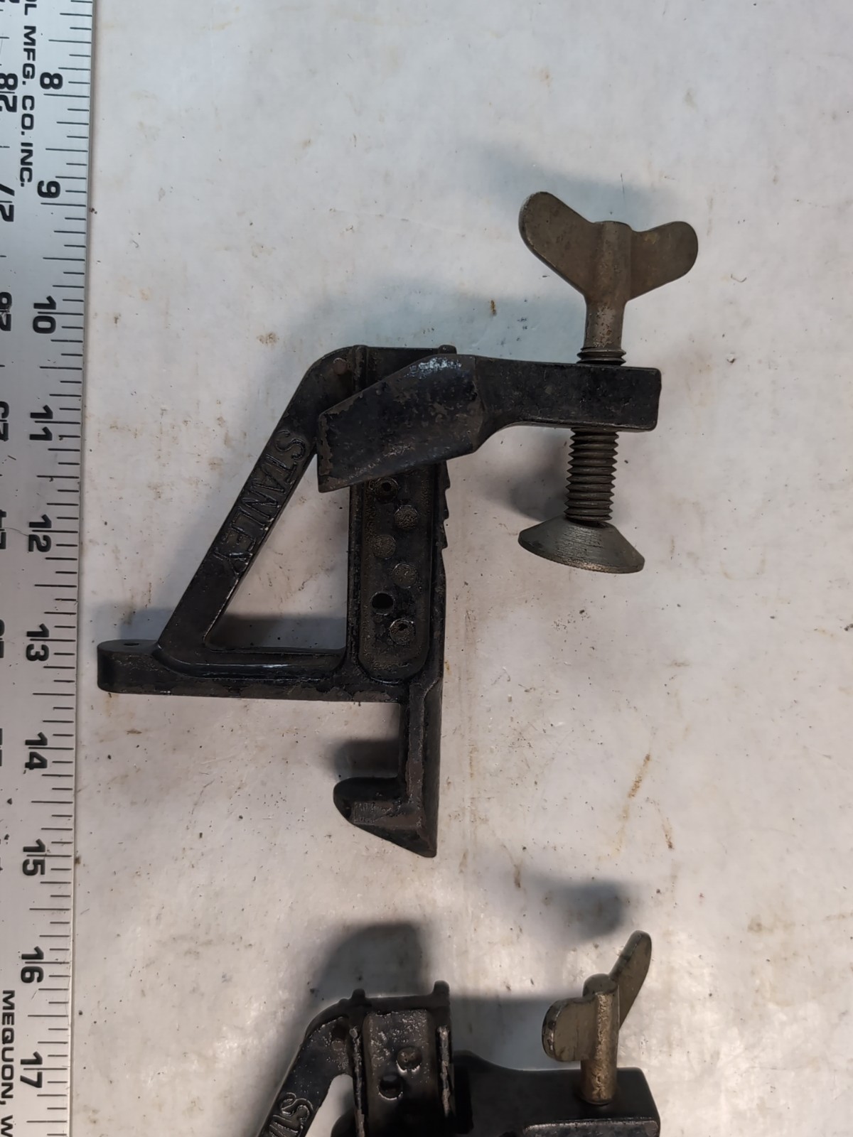Vintage Stanley No. 203 Bench Bracket Set of Two Hold Fast Clamp Vise Bench Dog