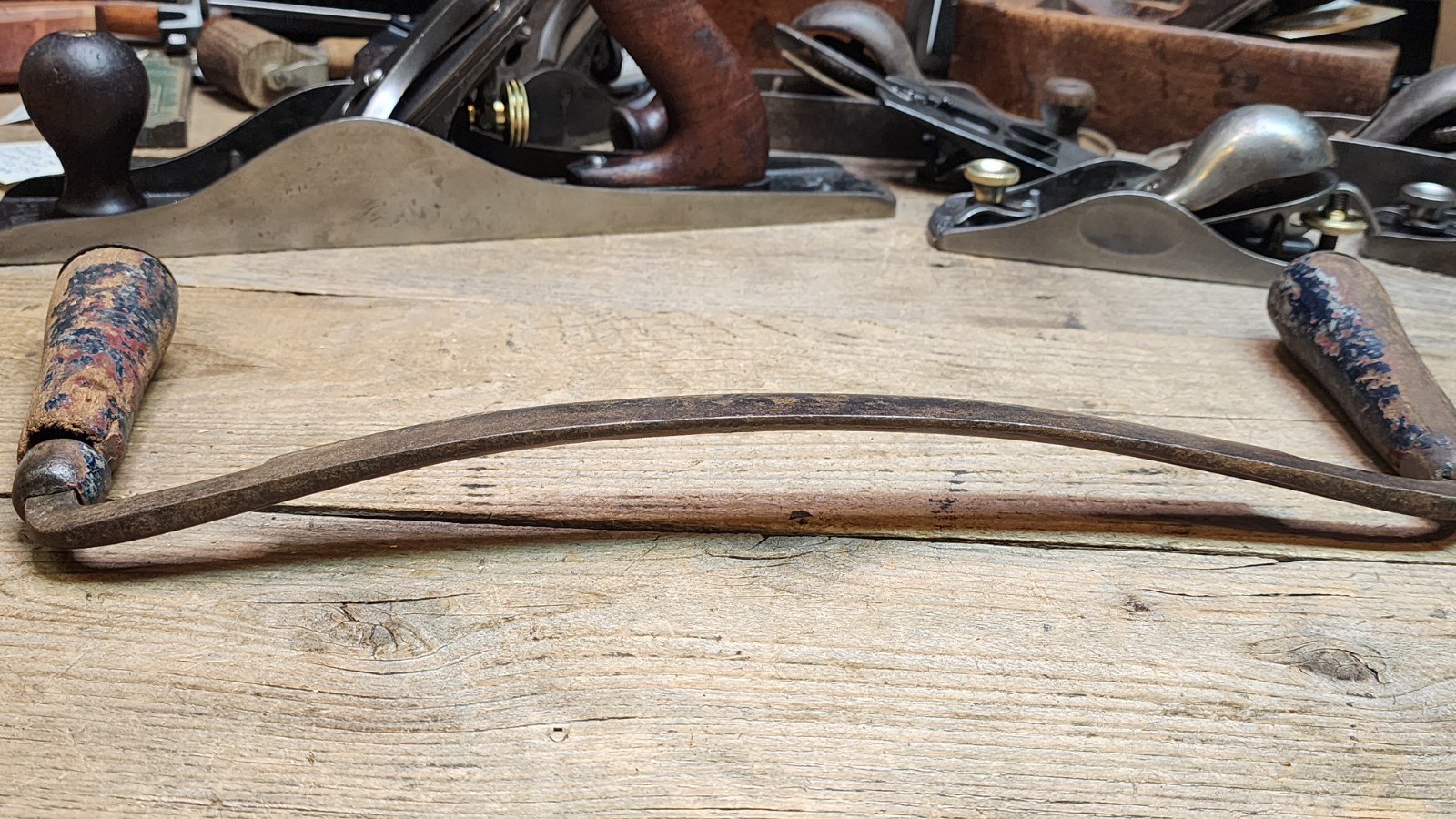 Vintage Old Curved Draw Knife 10″ blade In Rough Crusty Condition with Rust