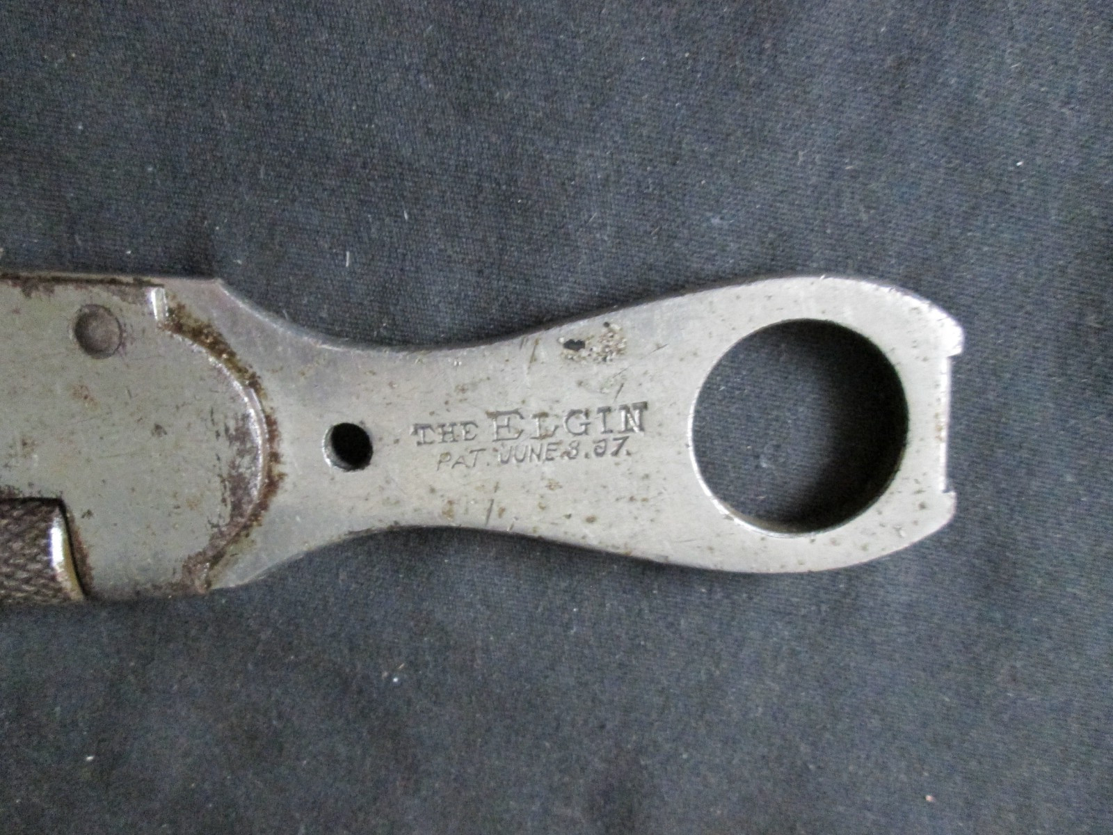 Antique The Elgin Extra Jaw 25¢ Adjustable Alligator Wrench PAT. June 8, 1887