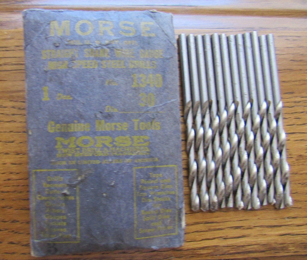 Vintage Morse Straight Shank Wire Gauge Drills (12) Carbon Steel #1340 With Pkg