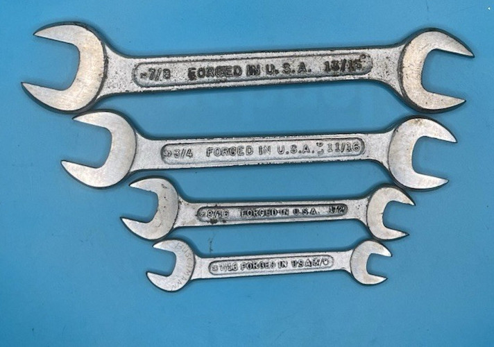 4- Vintage Dunlap Open End Wrench Set 3/8th” To 7/8th” See Descrption for Sizes