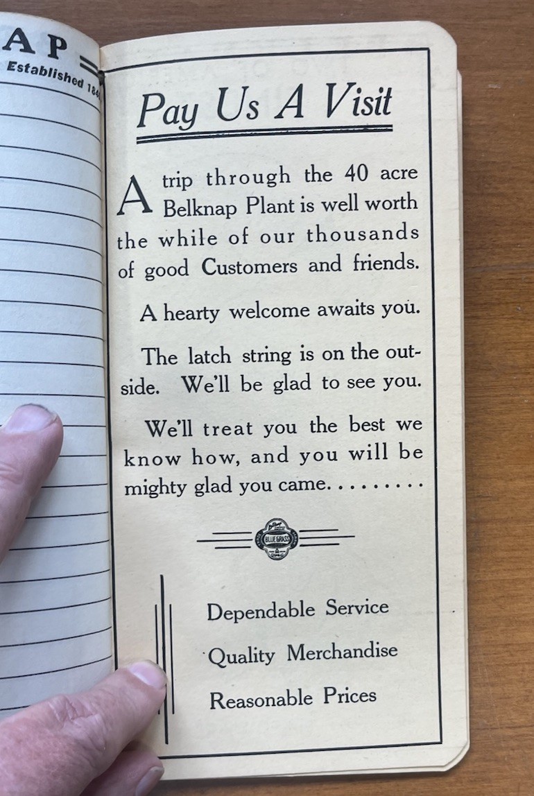 Vtg 1947 Belknap Hardware Want Book – Blue Grass – Louisville Ky Hardback Book