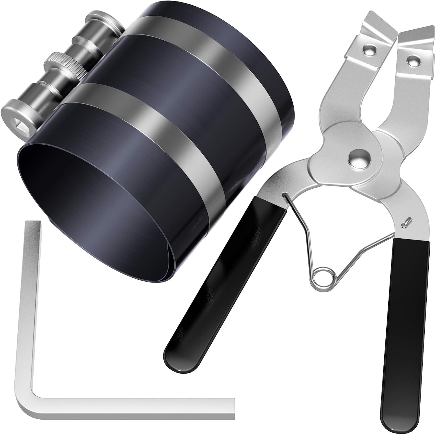 Piston Ring Compressor Tool,Car Engine Piston Ring Installer Removal Kit，Adjusta