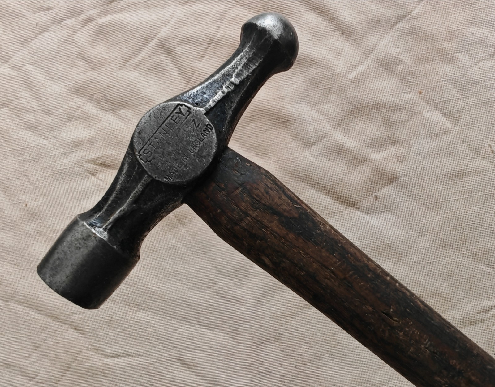Vintage Stanley Ball Pein Hammer – Wooden Handle – Made in England – 32.5cm Long