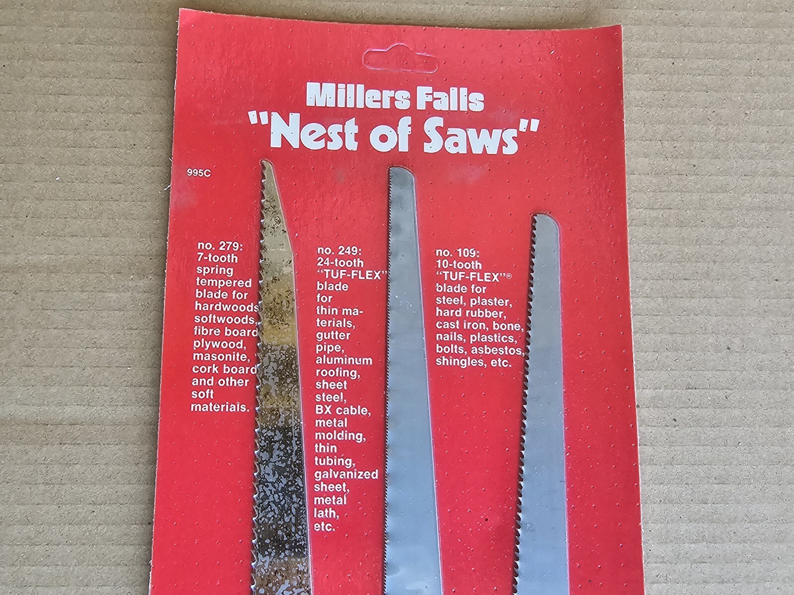 Vintage Millers Falls Handle With 3 Blades No 279,249,109 Nest Of Saws NEW