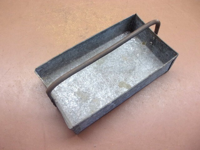 Small Hand Made Galvanized Tray w/Carry Handle 7 1/4″ x 4″ x 1 1/2″ Deep COOL!