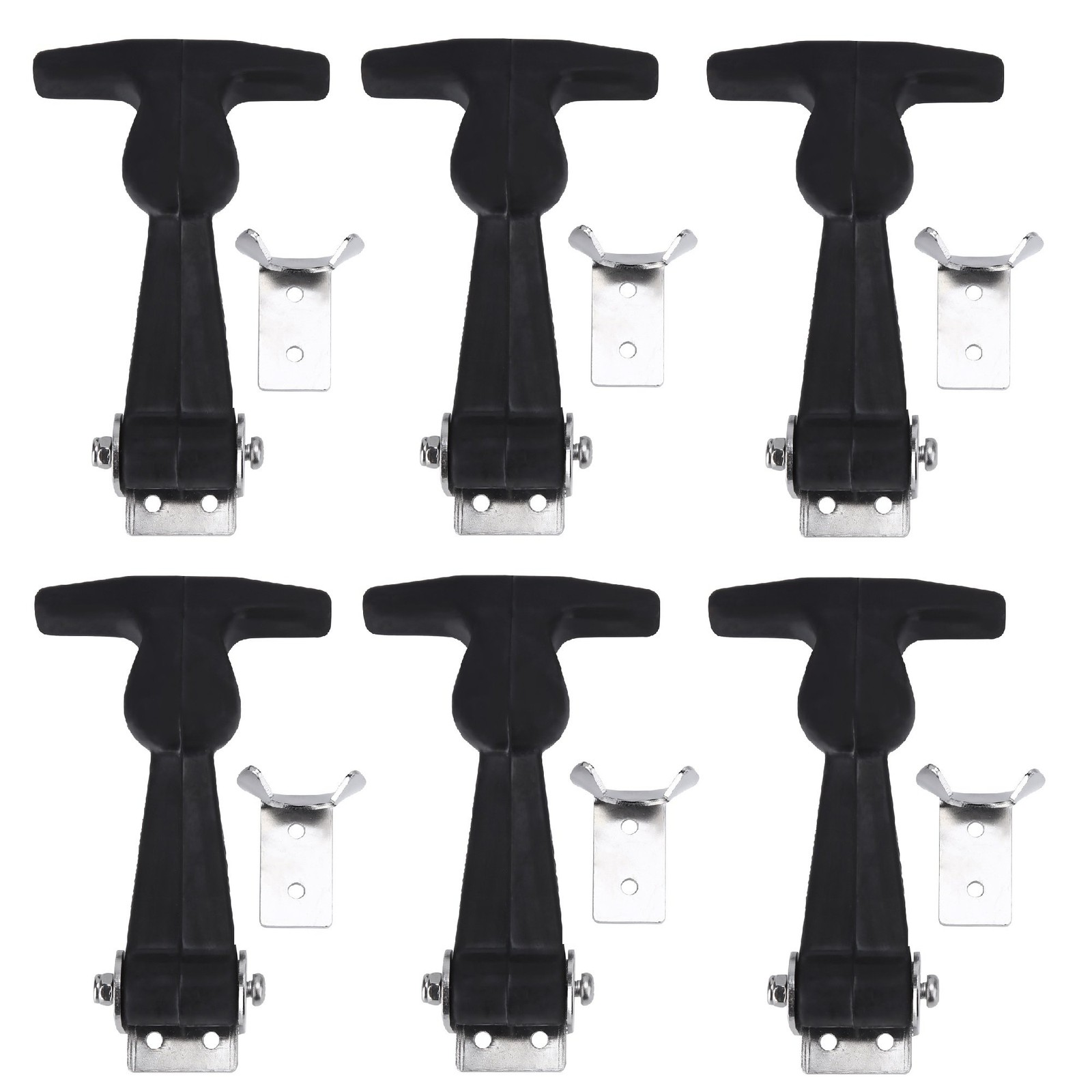 Creatyi 6 PCS Rubber Flexible Hasp T-Handle Draw Latches Black