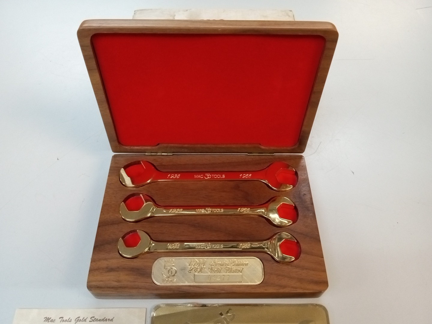 MAC TOOLS GOLD PLATED COLLECTORS 50TH ANNIVERSARY CLUB 1988 SDA WRENCH SET