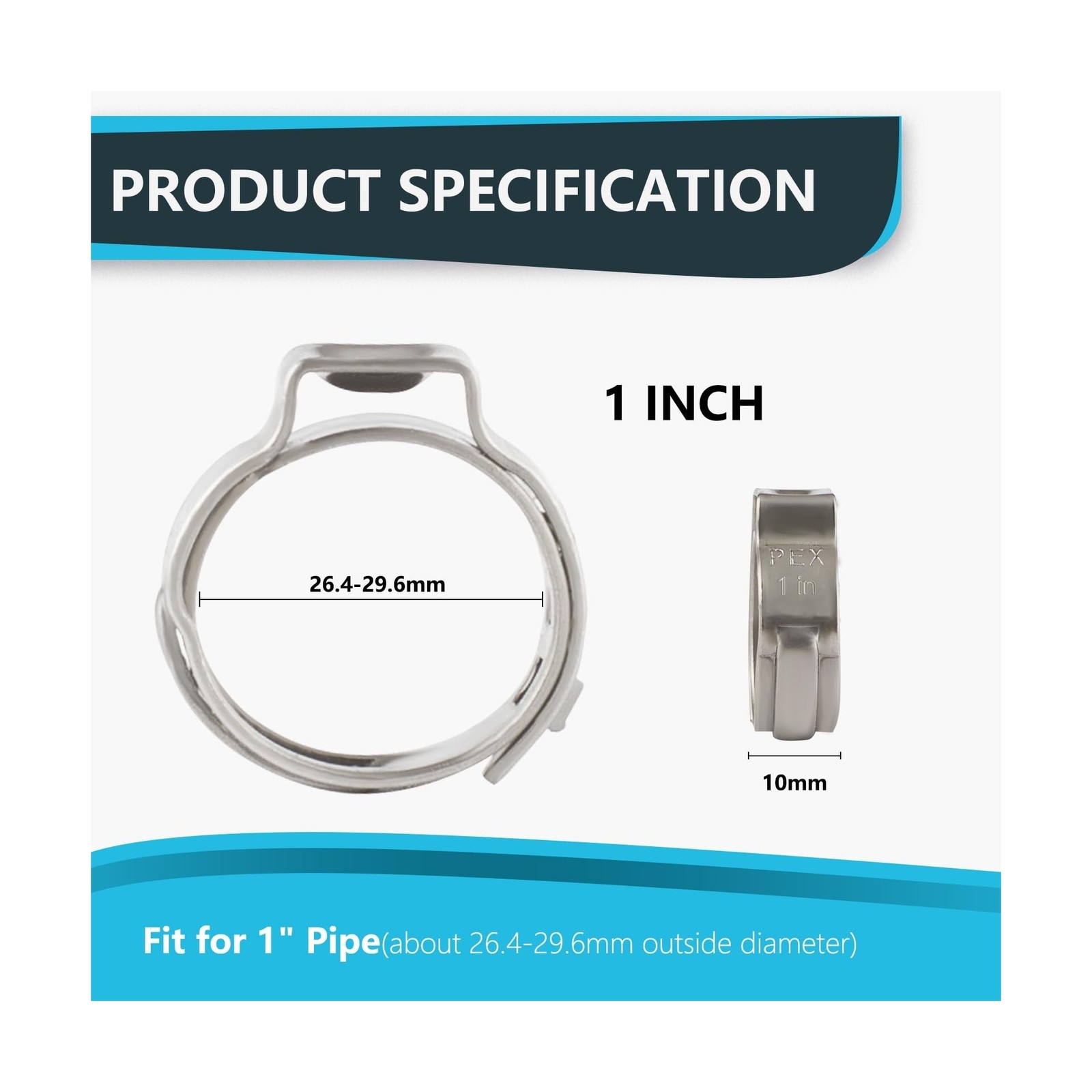 500PCs 1 Inch PEX Cinch Clamp Rings, 304 Stainless Steel Pex Crimp Rings for …