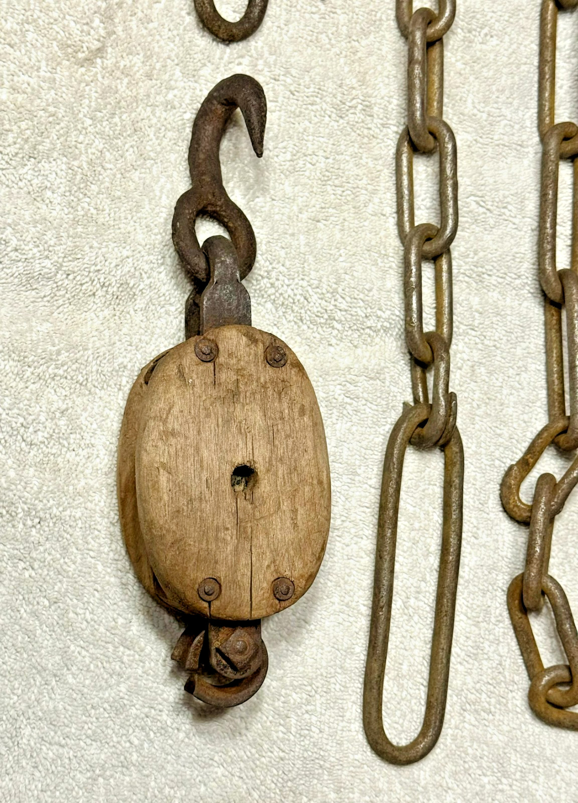 Vintage Chains With Circular Link Ends and Barn Pully