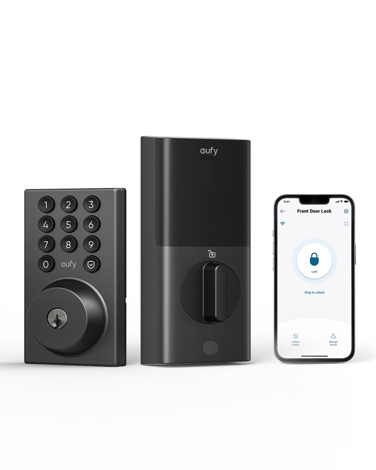 eufy Security Smart Lock C30, 1.63 inches x 2.57 x 6.05 inches, Black