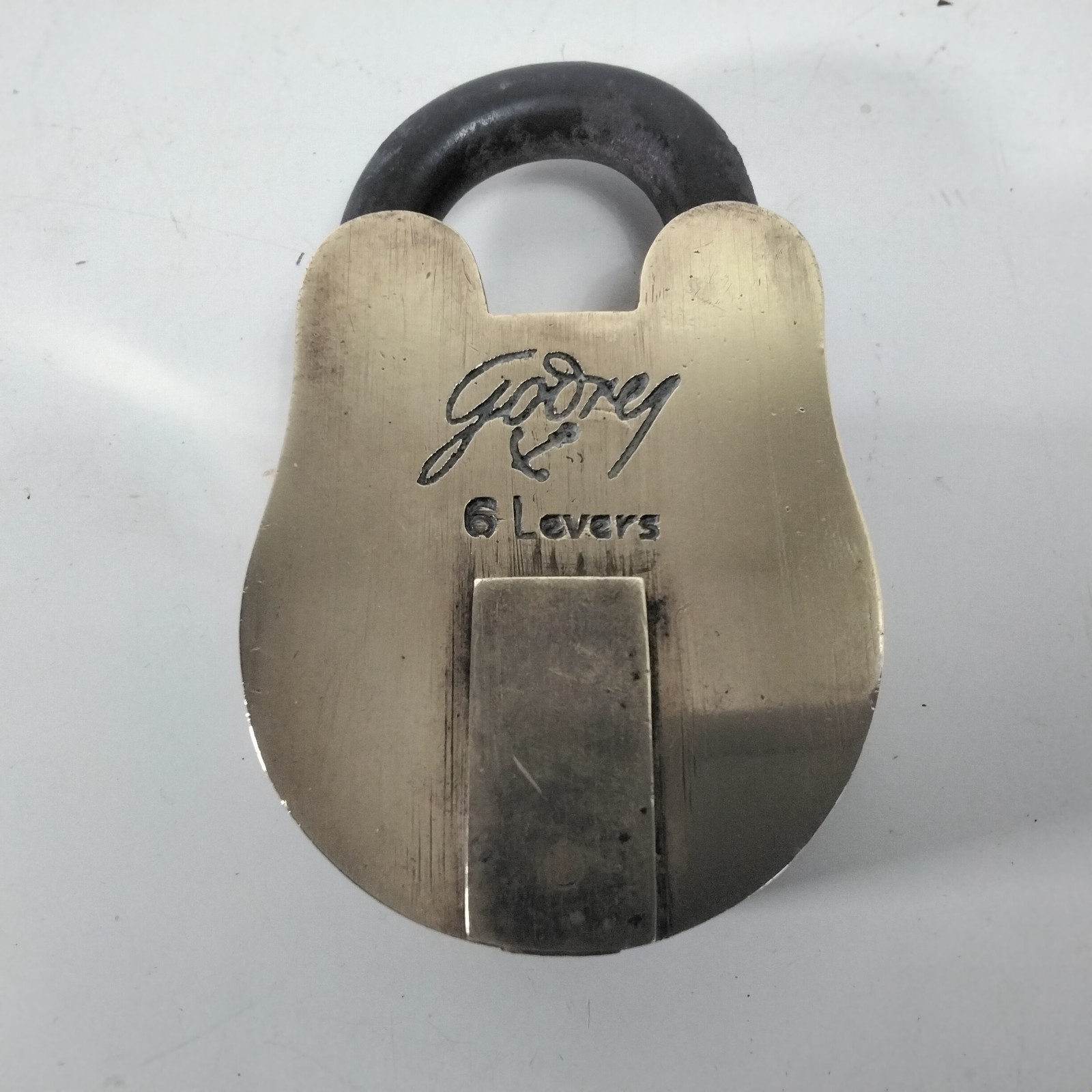 Godrej Brass 6 Lever Padlock Vintage Open No Key 8.5cm Long
