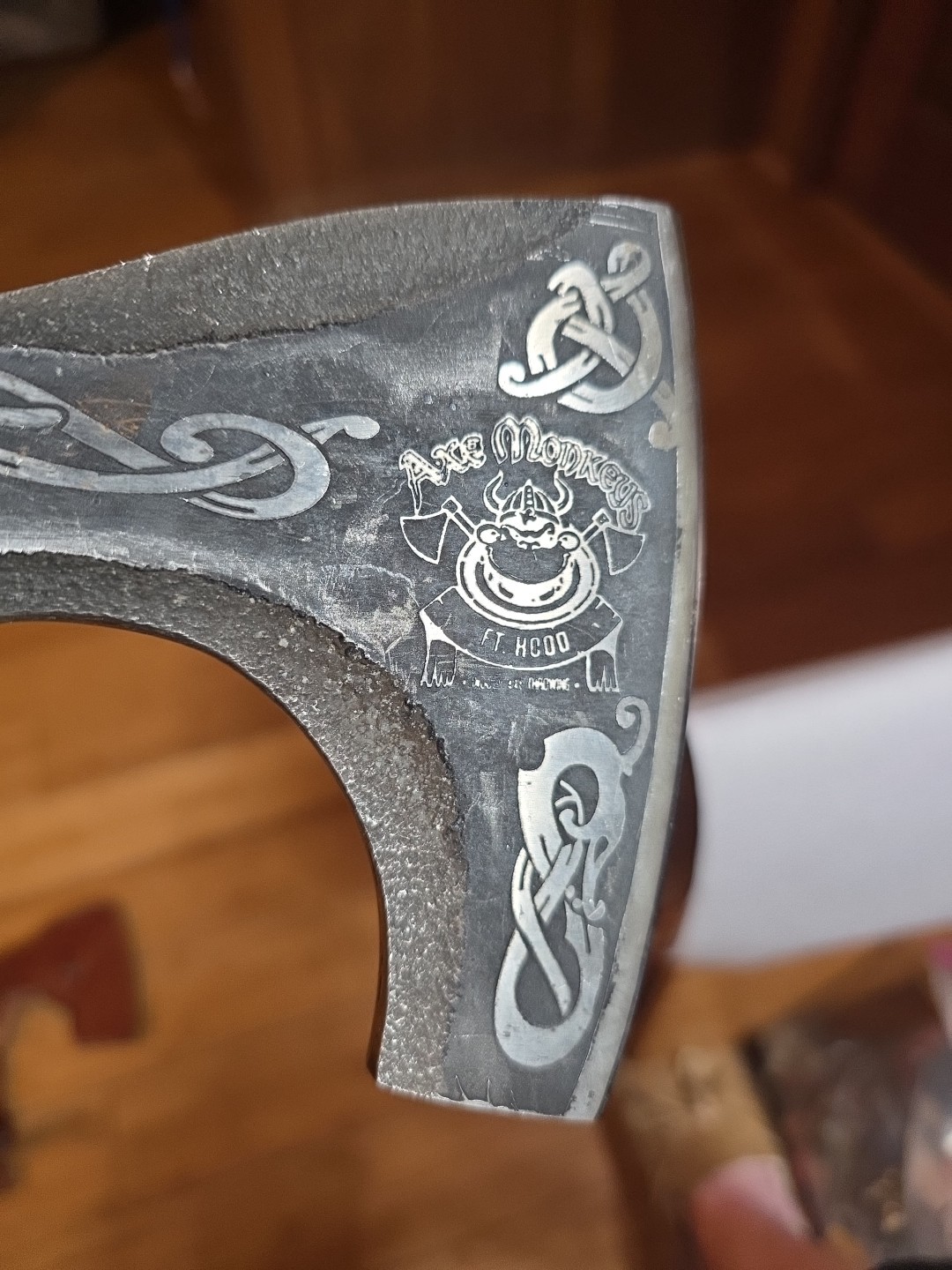 Camping Axe Monkee 18″ Forged Steel w/ Leather Sheath, Bearded Axe Hatchet Nice