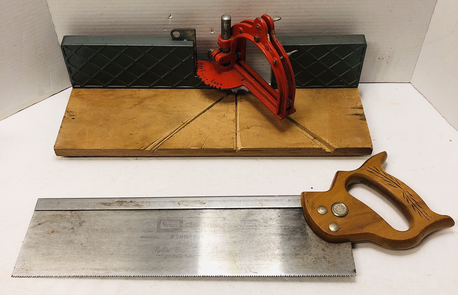 Vintage Sears Craftsman 3634 Miter Box w/ Kromedge Satin Cut Back Mitre Saw