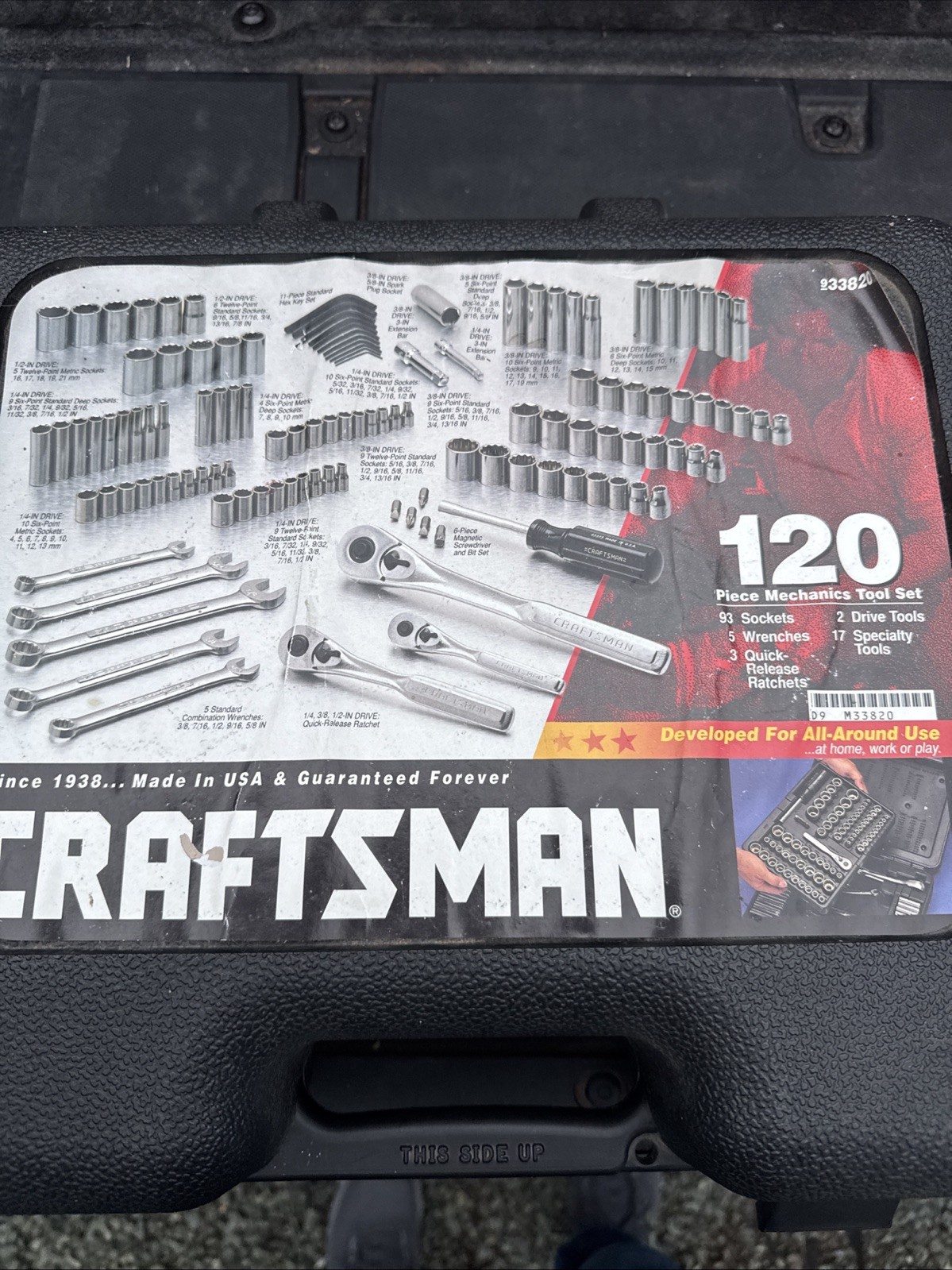 Rare Sears Craftsman USA 120pc Mechanics Tool Set Socket Ratchet 33820 Light Use