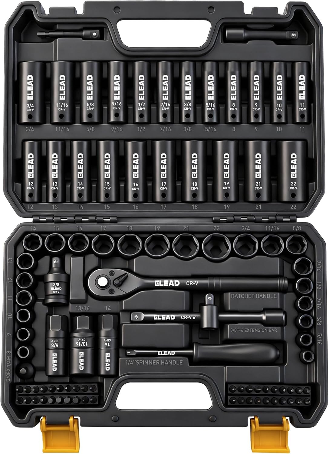 96-Piece 3/8″ Drive Impact Socket Set SAE(5/16 to 3/4-Inch & Metric(8-22mm
