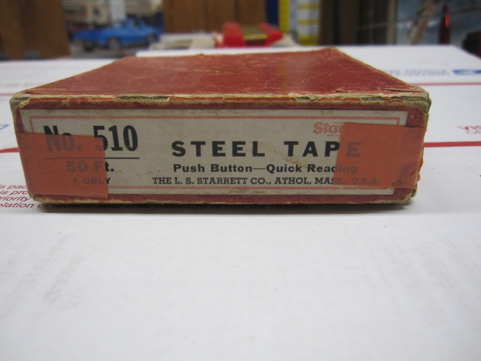 Vintage Starrett 50′ Steel Tape In Leather Case & Original Box ( Must See )