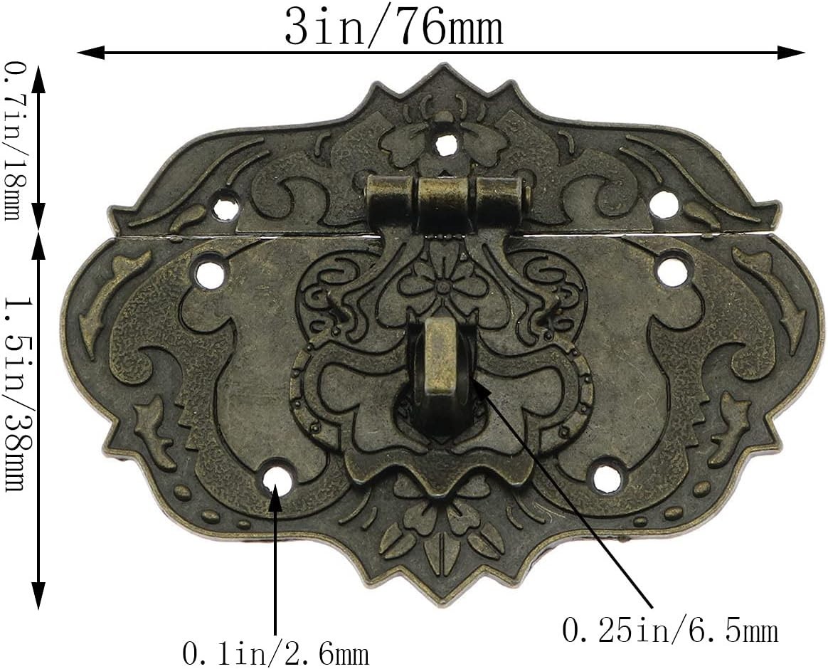 Durable Antique Brass Lock Kit for Jewelry Boxes & Decorative Projects – 2 Count
