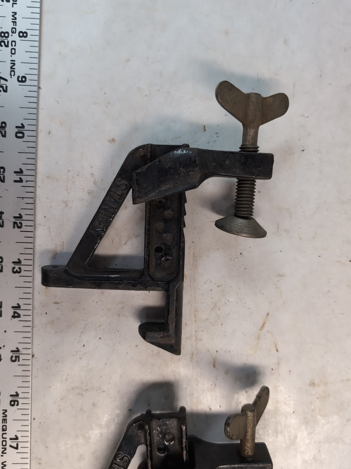 Vintage Stanley No. 203 Bench Bracket Set of Two Hold Fast Clamp Vise Bench Dog