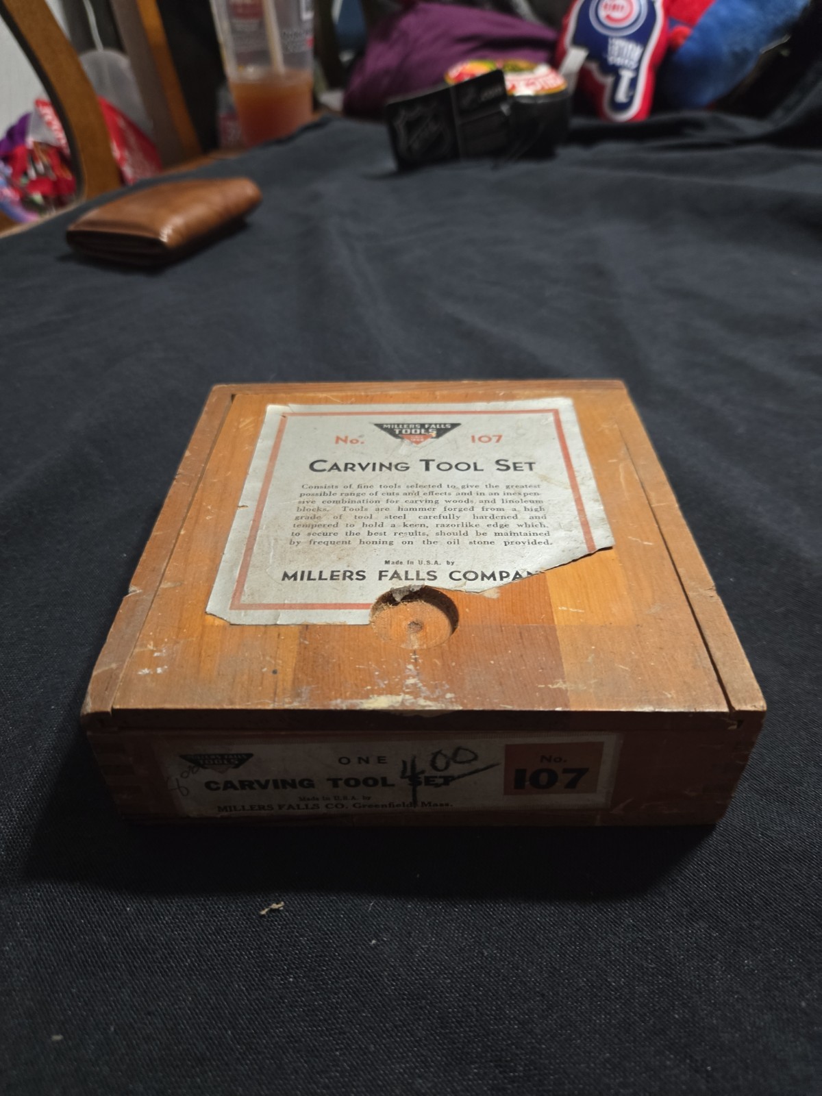 Vintage Millers Falls No. 107 Wood Carving Tool Set Wooden Box Made in USA