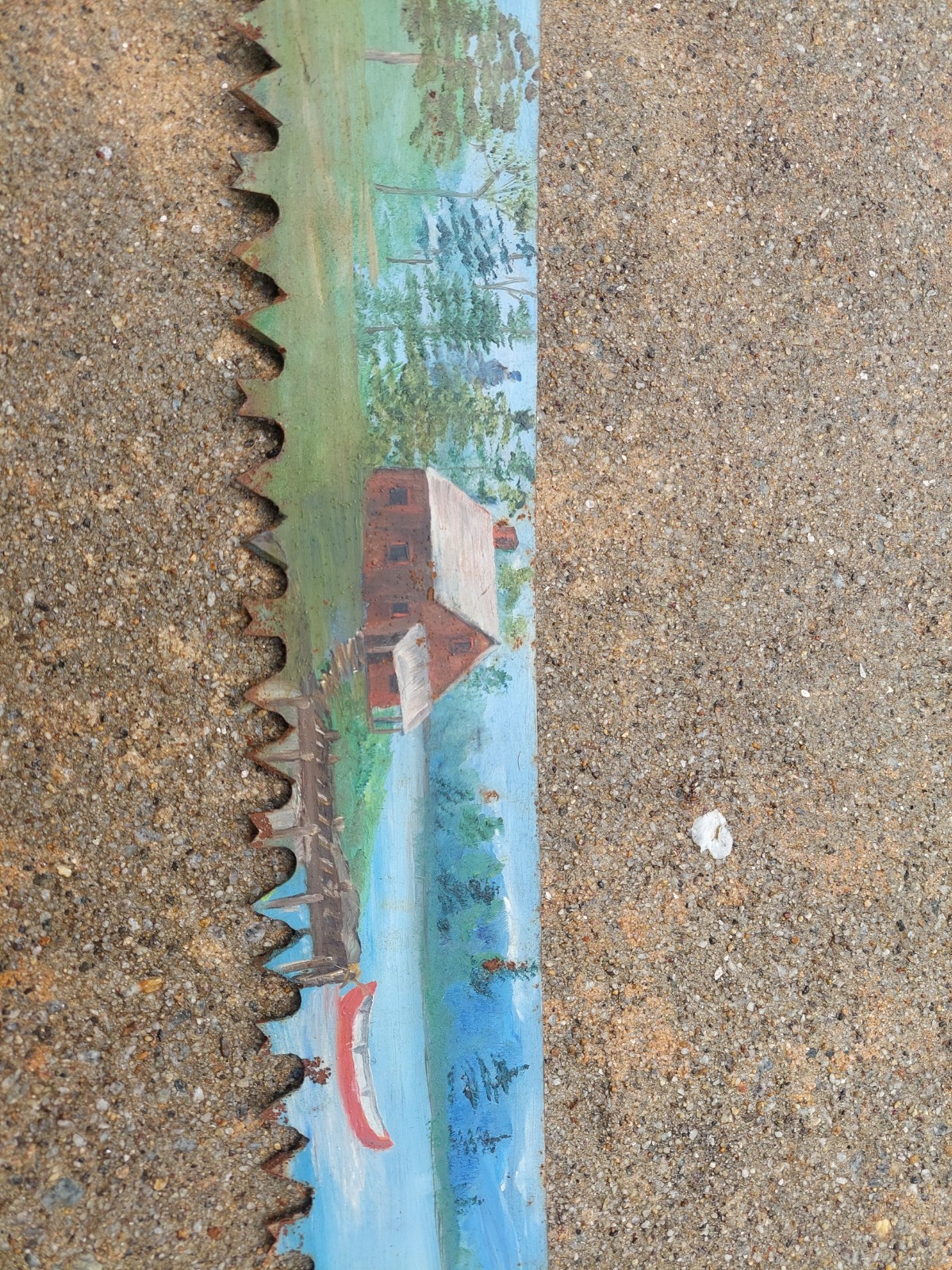 Barn Antique Hand Painted Two Man Crosscut Logging Saw 60″ Blade Log Tool Maine