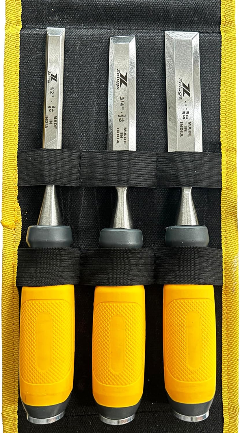 25-428 3 Pc. Pro Premium Wood Chisel, Carving Carpenter Set, Professional Grade